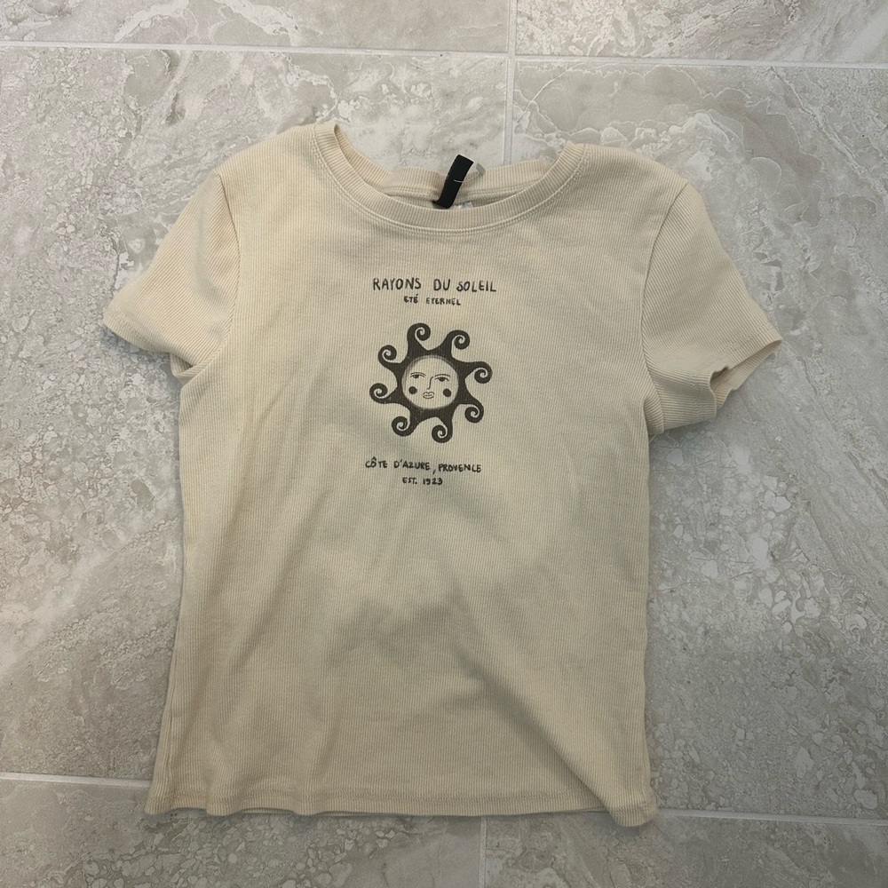 H&M Cream Ribbed Top